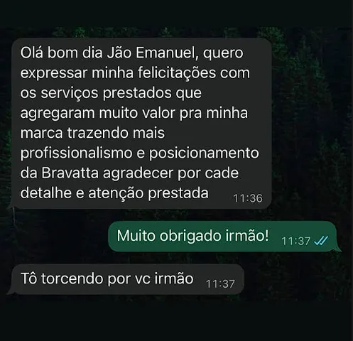 Conversa de WhatsApp com a Bravatta Gourmet sobre o resultado da landing page